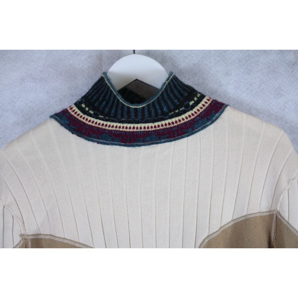 Free People Loose Cropped Sweater Size XS Mock Neck Wool Blend Knit Top Retro